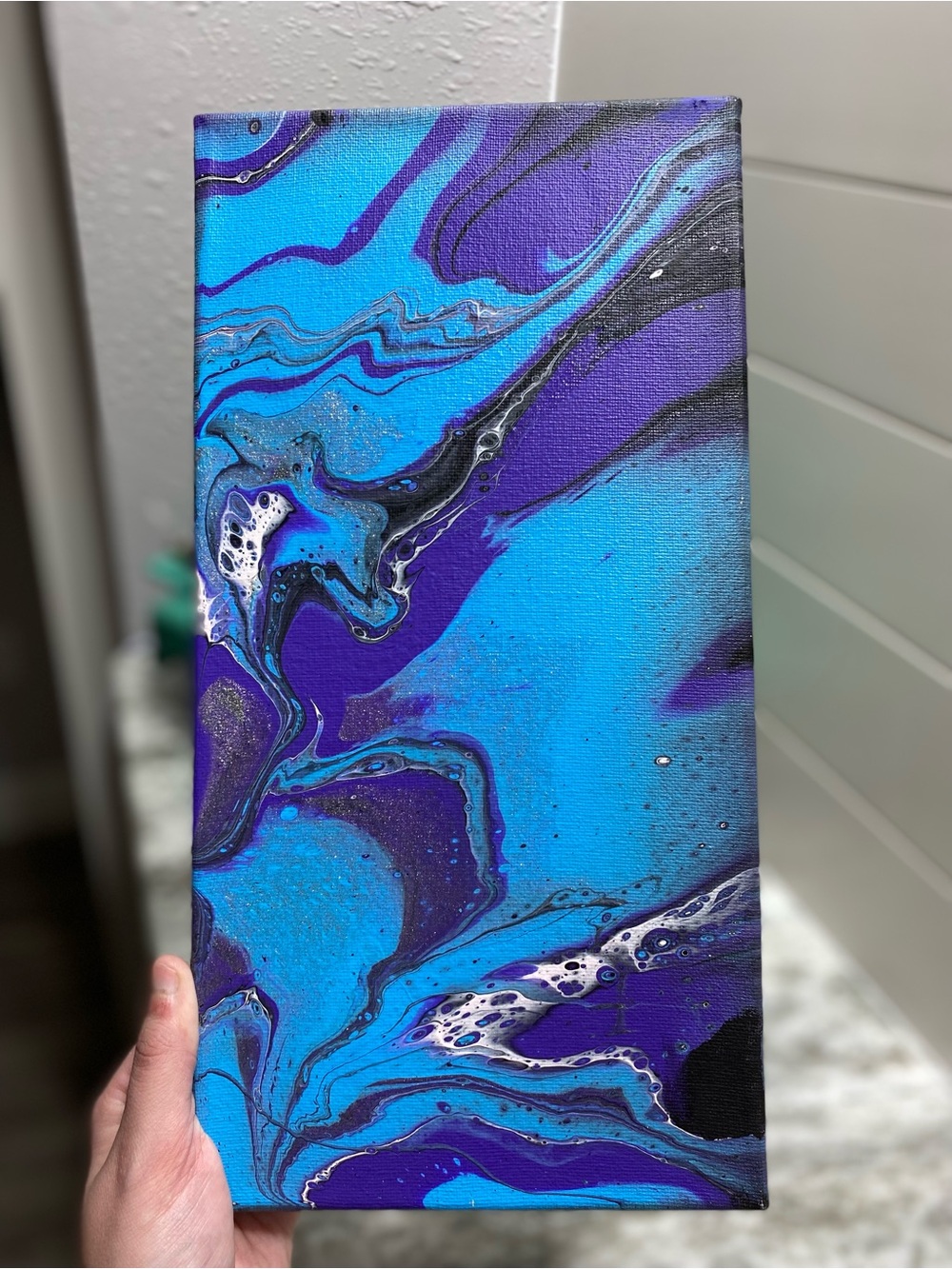 Abstract Blue and Purple W/ Glitter Canvas Art